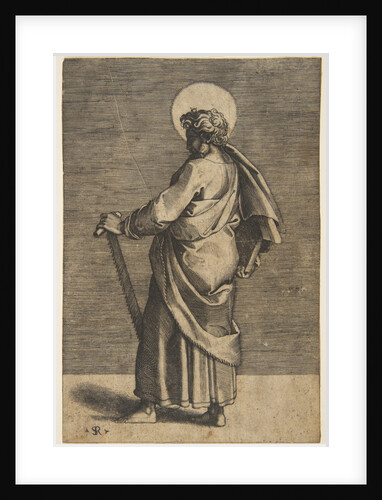 Saint Simon standing facing left, holding a saw and a book, ca. 1515-27 by Marco Dente