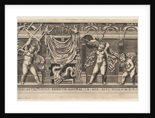 Speculum Romanae Magnificentiae: Bas-Relief with Three Cupids, 1519 by Marco Dente