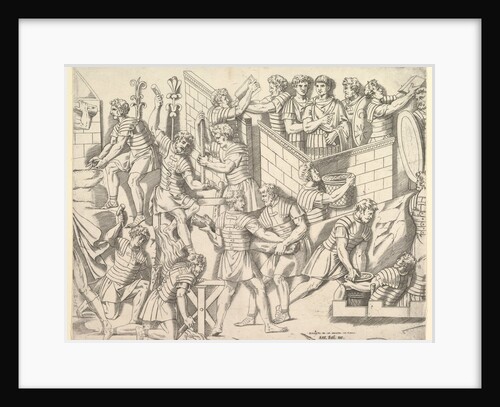 Speculum Romanae Magnificentiae: Roman Soldiers Fortifying their Camp, from Trajan…, 16th century by Marco Dente