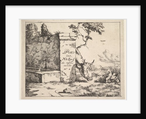 Title page for 'Diverses vaches et boeufs' after Paulus Potter by Marcus de Bye