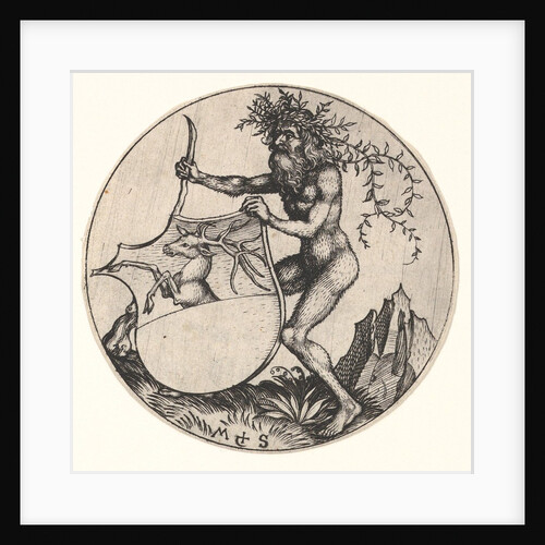 Shield with Stag Held by Wild Man, ca. 1435-1491 by Martin Schongauer