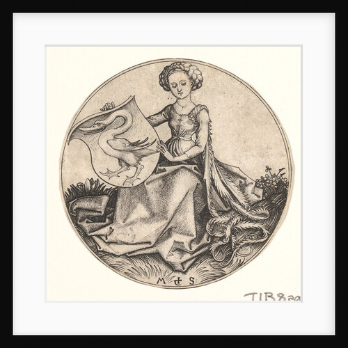 Shield with Swan Held by Woman, ca. 1435-1491 by Martin Schongauer