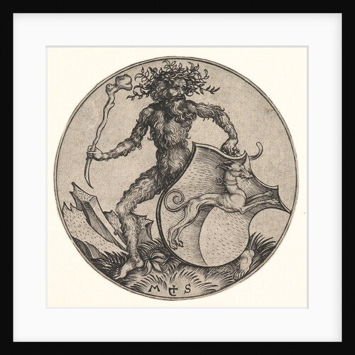 Shield with Greyhound Held by Wild Man, ca. 1435-1491 by Martin Schongauer