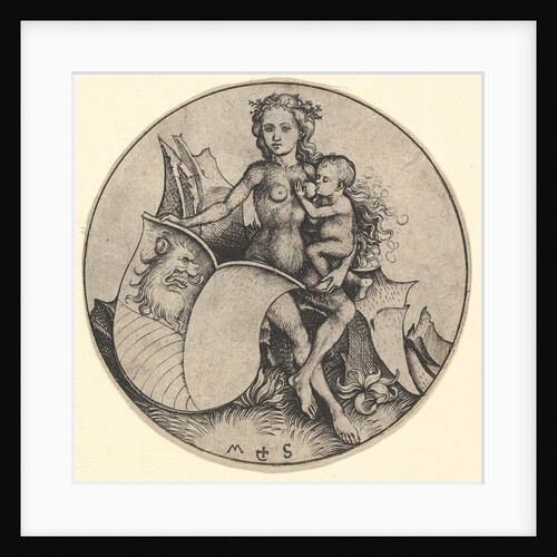 Wild Woman Holding a Shield with a Lion's Head, ca. 1435-1491 by Martin Schongauer