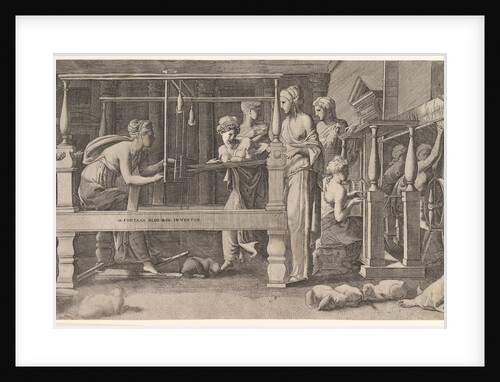 Women spinning, weaving and sewing, mid-16th century by Master FG