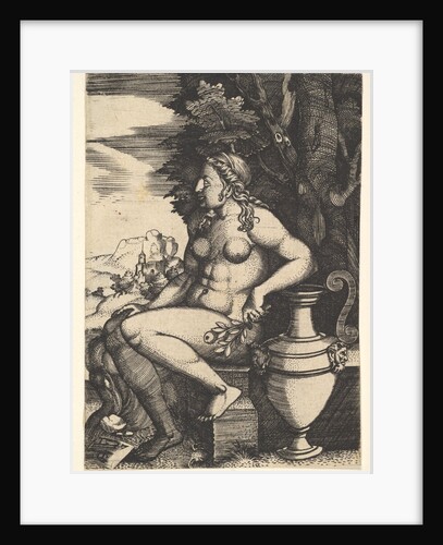 Seated nude next to a vase, 1537 by Master FG