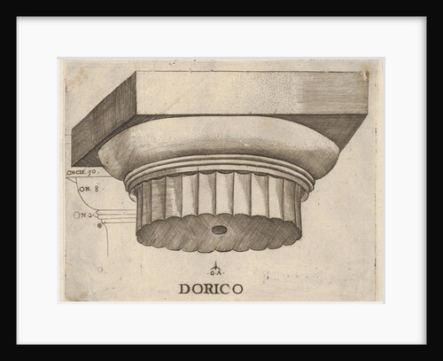 Doric capital with measurements, ca. 1537 by Master GA