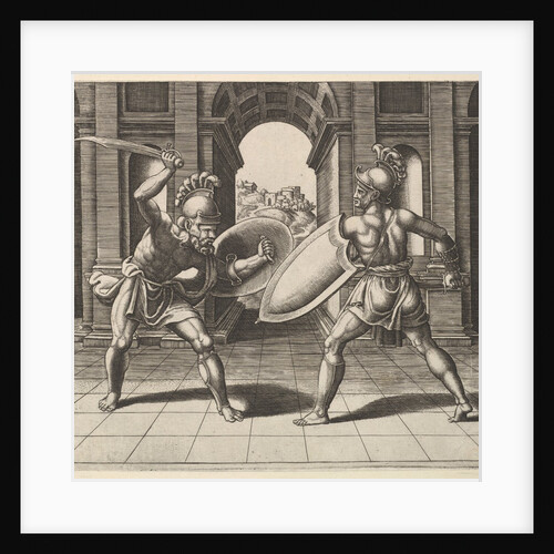 Two gladiators fighting in front of an arch, 1530-60 by Master of the Die