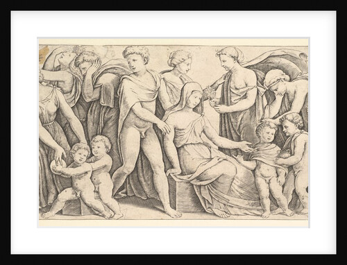 The wedding of Jason and Creusa, at left Medea takes her children, 1530-60 by Master of the Die