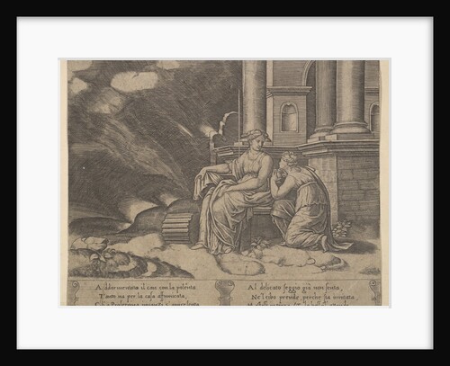Plate 27: Proserpina gives Psyche the box of beauty, from 'The Fable of Cupid and Psyche', 1530-60 by Master of the Die
