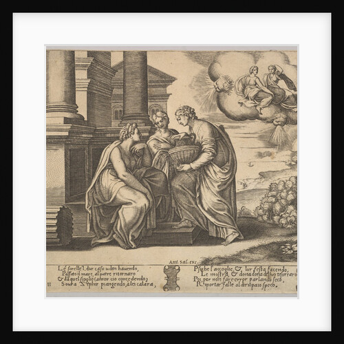 Plate 11: Psyche gives presents to her sisters, from 'The Fable of Psyche', 1530-60 by Master of the Die
