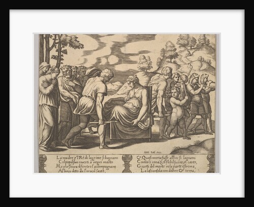 Plate 5: Psyche carried on a litter to a mountain, from 'The Fable of Psyche', 1530-60 by Master of the Die