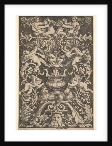 A panel of ornament with putti, goat and other figures, 1530-60 by Master of the Die