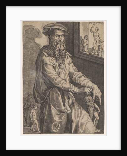 Portrait of Baccio Bandinelli, in three-quarter length next to a window pane contai…, ca. 1540-48 by Niccolo della Casa