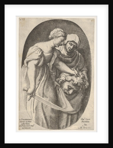 Judith with the head of Holofernes in her left hand and a sword in her right hand, accompa…, 1606 by Oliviero Gatti