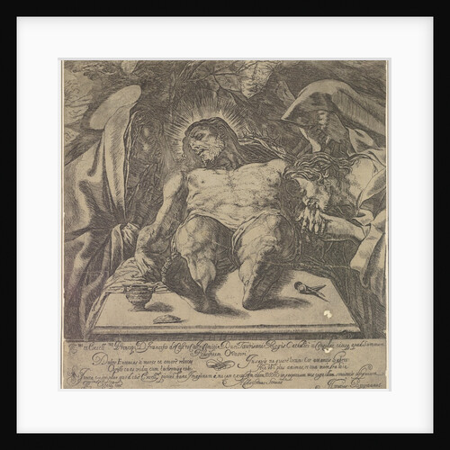 Lamentation over the body of Christ by the three Marys, a jar of ointment on the table to …, 1615 by Orazio Borgianni