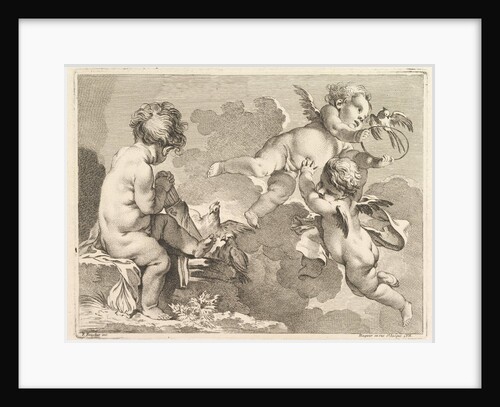 Three Loves, one of which is seated, holding a quiver, 1727-60 by Pierre Alexandre Aveline