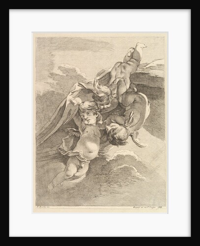 Trois Amours soutenant une draperie, from Premier Livre de Gro… by Pierre Alexandre Aveline