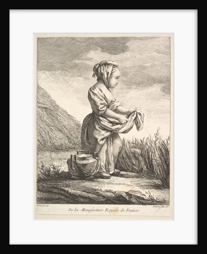 Little girl with a vessel by her feet, from Premier Livre de Figures d'après les porcelain…, 1757 by Pierre Etienne Falconet