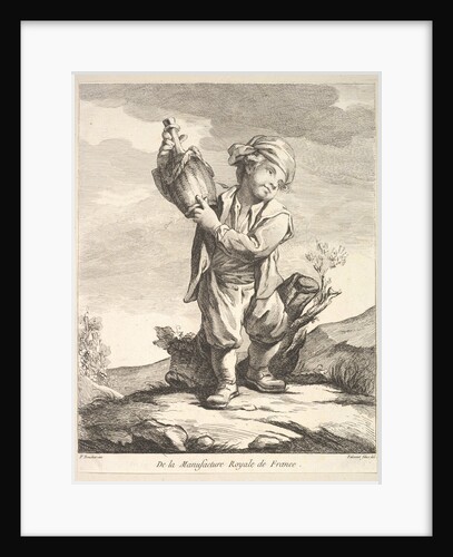 Little boy holding a vessel, from Premier Livre de Figures d'après les porcelaines de la M…, 1757 by Pierre Etienne Falconet