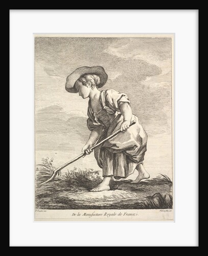 Little girl doing farm work, from Premier Livre de Figures d'après les porcelaines de la M…, 1757 by Pierre Etienne Falconet
