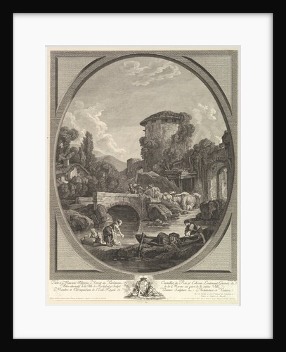 Paysage au Pont et au Pigeonnier, 18th century by Pierre Francois Laurent