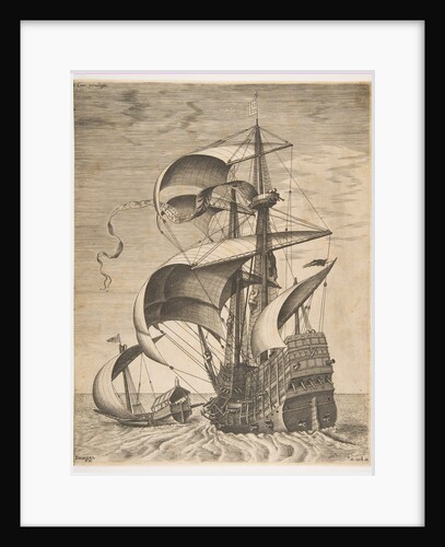 Armed Three-Master on the Open Sea Accompanied by a Galley, from the series Sailing Ves…, 1561-65 by Frans Huys