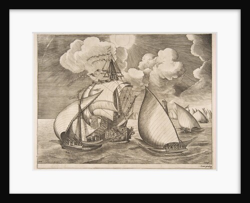 Fleet of Galleys Escorted by a Caravel from The Sailing Vessels, 1561-65 by Frans Huys