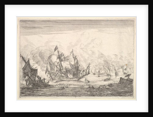 Naval Battle with an English Ship Foundering on the Left, from Naval Battle by Reinier Zeeman