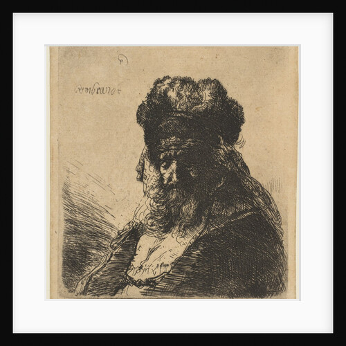 The Old Bearded Man in a High Fur Cap, with Eyes Closed, ca. 1635 by Rembrandt Harmensz van Rijn