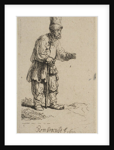 A Peasant in a High Cap, Standing Leaning on a Stick, 1639 by Rembrandt Harmensz van Rijn