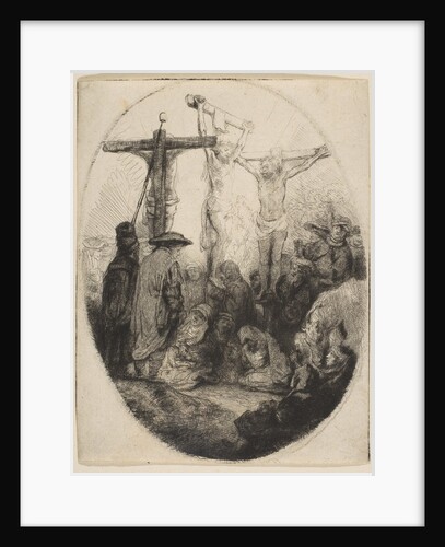Christ Crucified Between Two Thieves; oval plate, ca. 1641 by Rembrandt Harmensz van Rijn