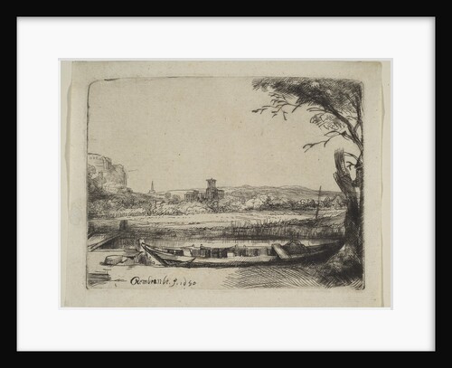 Canal with a Large Boat and a Bridge, 1650 by Rembrandt Harmensz van Rijn