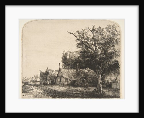 Landscape with Three Gabled Cottages Beside a Road, 1650 by Rembrandt Harmensz van Rijn