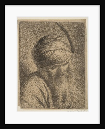 Bust of a Man in a Feathered Turban and Long Beard by Circle of Rembrandt