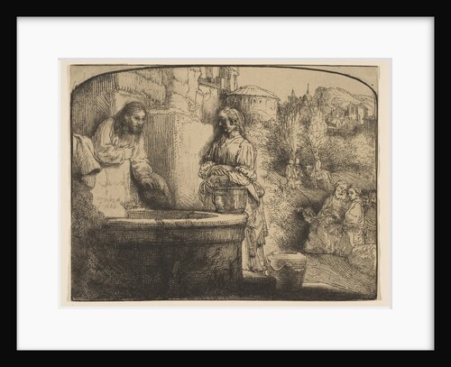 Christ and the Woman of Samaria: an Arched Print, 1658 by Rembrandt Harmensz van Rijn