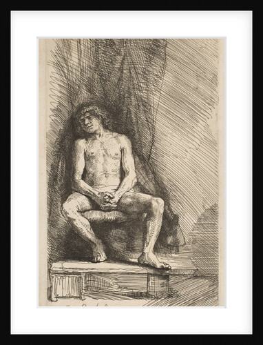 Nude Man Seated before a Curtain, 1646 by Rembrandt Harmensz van Rijn