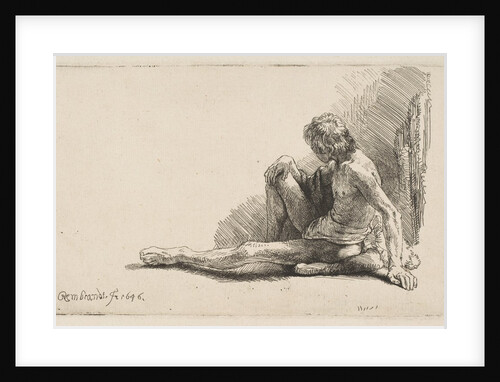 Study from the Nude: Man Seated on Ground, with One Leg Extended, 1646 by Rembrandt Harmensz van Rijn