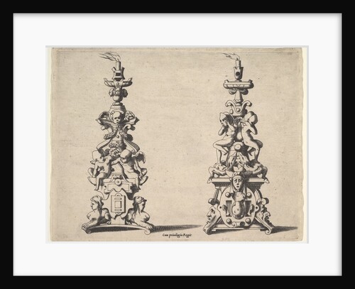 Two candlestick designs, ca. 1550-60 by Rene Boyvin
