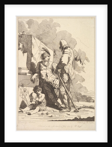 Two Soldiers and Child Holding a Helmet, July 19, 1779 by Robert Blyth