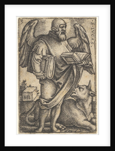Plate 3: Saint Luke with his head turned in profile to the right, a book in each hand, a b…, 1541 by Sebald Beham