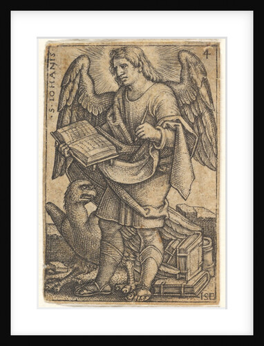 Plate 4: Saint John with his head turned three-quarters to the left, with a book in his ri…, 1541 by Sebald Beham