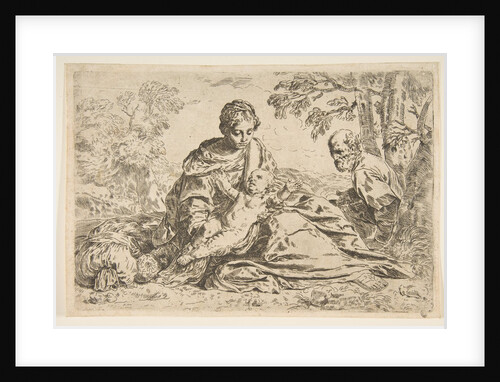 Rest on the flight into Egypt, Mary holding the infant Christ with St. Joseph …, ca.1640 or after by Unknown