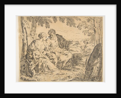 Rest on the flight into Egypt, Mary holding the infant Christ while St. …, ca. 1637-1639 or after by Simone Cantarini