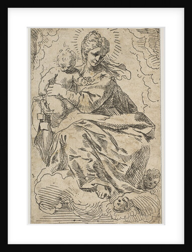 Madonna and Child on clouds, 17th century by Simone Cantarini (attributed to)