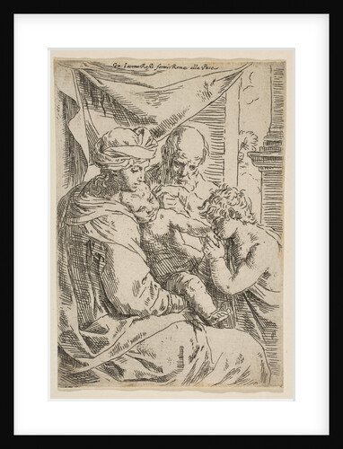 Holy Family with Saint John the Baptist kissing the infant Christ's hand, ca.1642 by Simone Cantarini