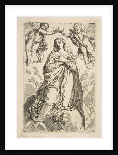 The Virgin being crowned by two angels, copy after Cantarini, 17th century by Unknown