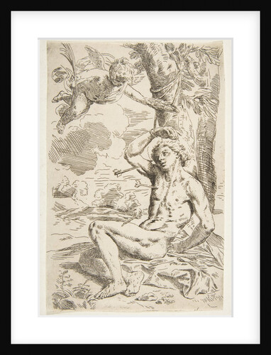 Saint Sebastian pierced with arrows and tied to a tree, copy after Cantarini, ca. 1639 or after by Unknown
