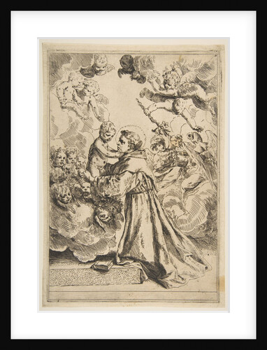 Saint Anthony of Padua adoring the Christ Child in Glory, copy after Cantarini, ca. 1640 or after by Unknown