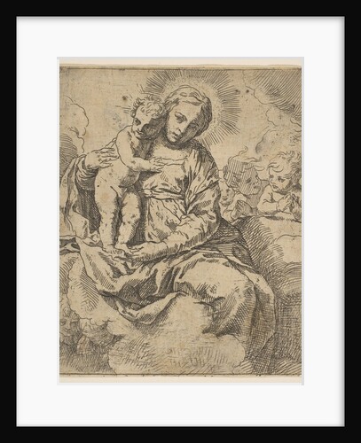 Madonna and Child seated on clouds and surrounded by angels, copy in reverse a…, ca.1639 or after by Unknown